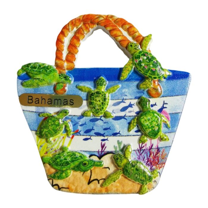 bahamas sea turtle beach bag fridge magnet ocean travel souvenir & cute fridge art