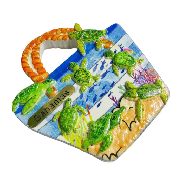 bahamas sea turtle beach bag fridge magnet ocean travel souvenir & cute fridge art