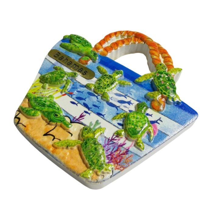 bahamas sea turtle beach bag fridge magnet ocean travel souvenir & cute fridge art