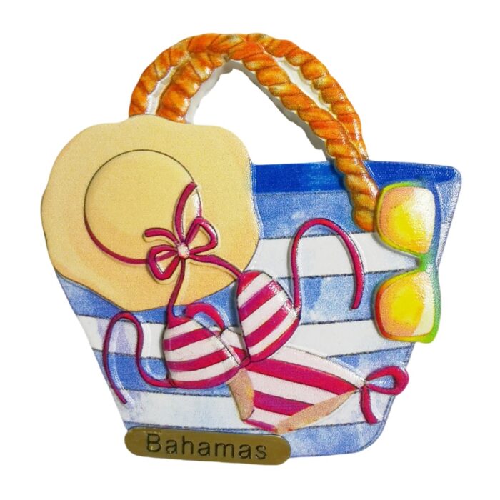 bahamas beach essentials fridge magnet – tropical island souvenir gift & vacation whiteboard decor