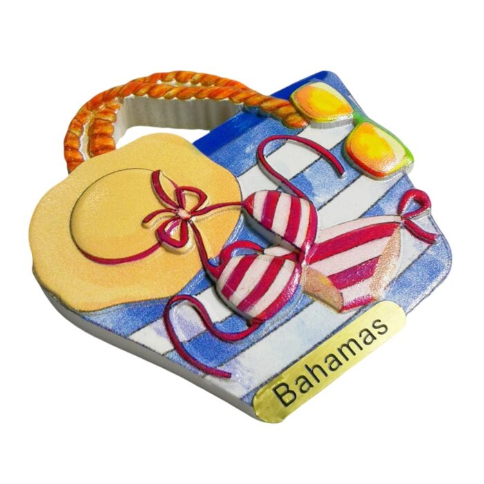 bahamas beach essentials fridge magnet – tropical island souvenir gift & vacation whiteboard decor