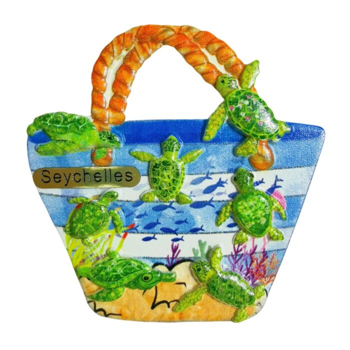 seychelles sea turtle fridge magnet – underwater paradise travel souvenir & unique whiteboard decor