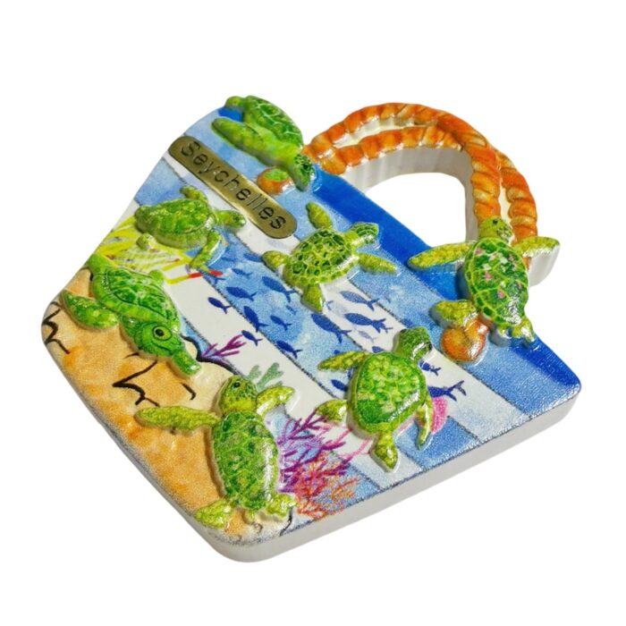 seychelles sea turtle fridge magnet – underwater paradise travel souvenir & unique whiteboard decor