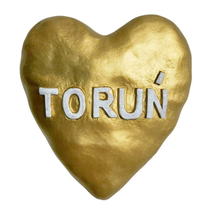 torun heart gold fridge magnet – poland travel souvenir gift & elegant whiteboard decoration