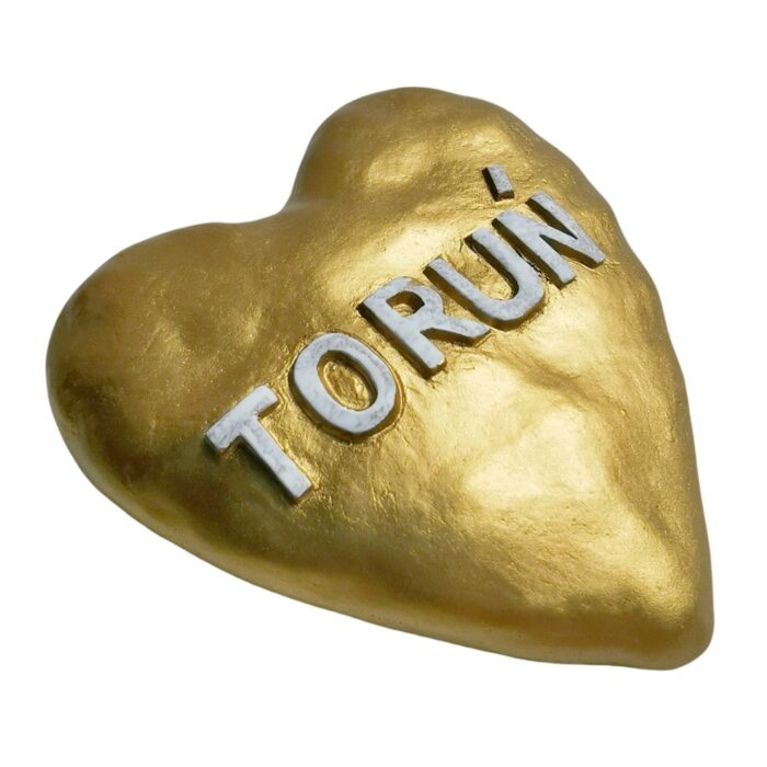torun heart gold fridge magnet – poland travel souvenir gift & elegant whiteboard decoration