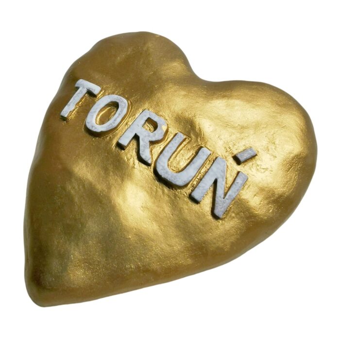torun heart gold fridge magnet – poland travel souvenir gift & elegant whiteboard decoration