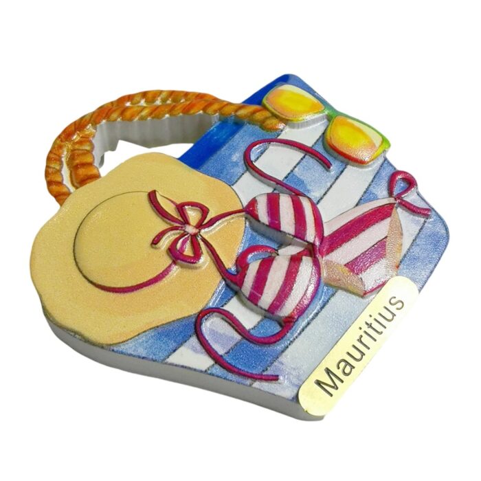 mauritius bikini beach bag fridge magnet – island souvenir gift & stylish whiteboard vacation decor