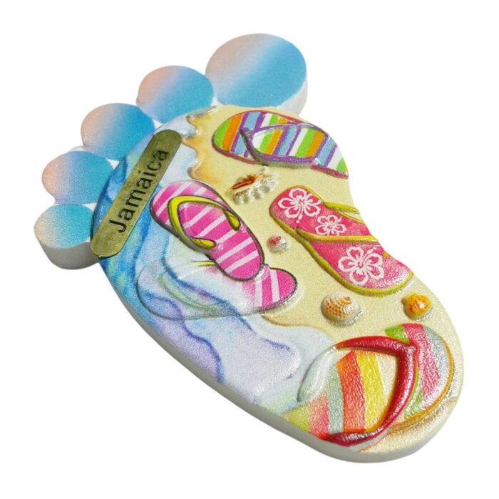 jamaica footprint beach fridge magnet – caribbean flip flop travel souvenir gift & tropical whiteboard decor