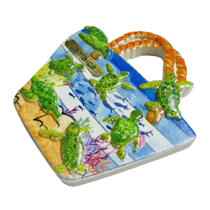 jamaica sea turtle bag fridge magnet – caribbean ocean life travel souvenir & exotic whiteboard display