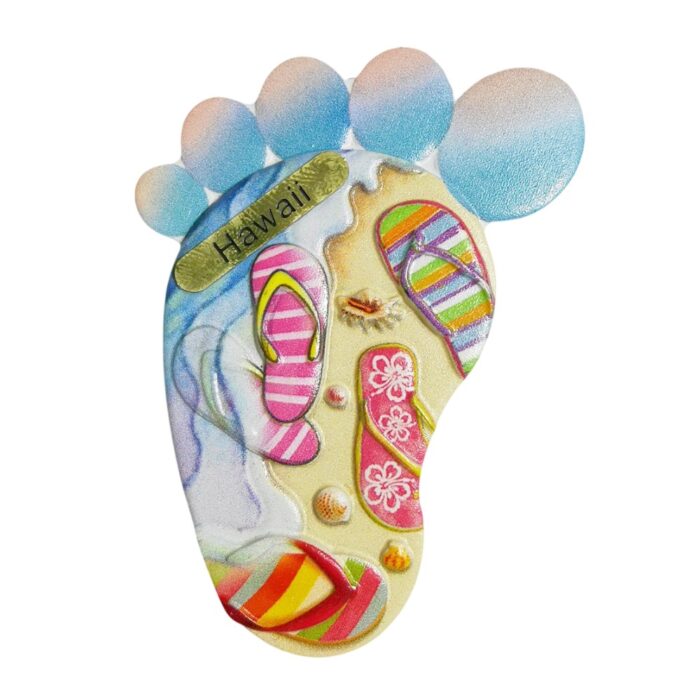 hawaii flip flop foot sand fridge magnet – usa island souvenir gift & beach vibe whiteboard decor