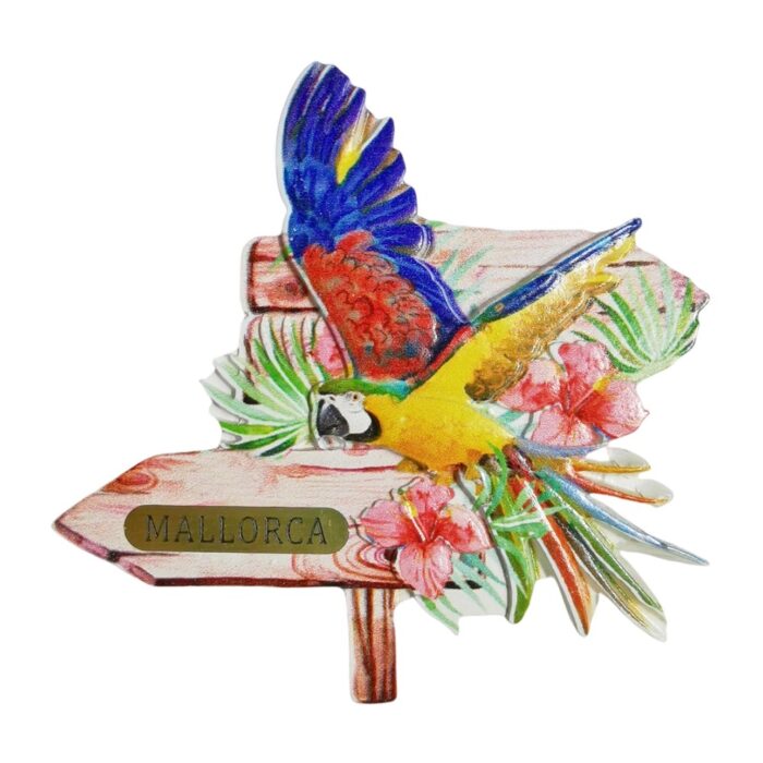 mallorca parrot flying sign fridge magnet – spain island travel souvenir gift & colorful whiteboard display