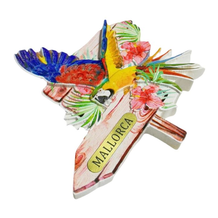mallorca parrot flying sign fridge magnet – spain island travel souvenir gift & colorful whiteboard display