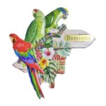dominica parrots signpost fridge magnet – caribbean island souvenir gift & nature inspired whiteboard decor