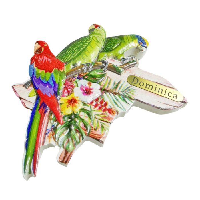 dominica parrots signpost fridge magnet – caribbean island souvenir gift & nature inspired whiteboard decor