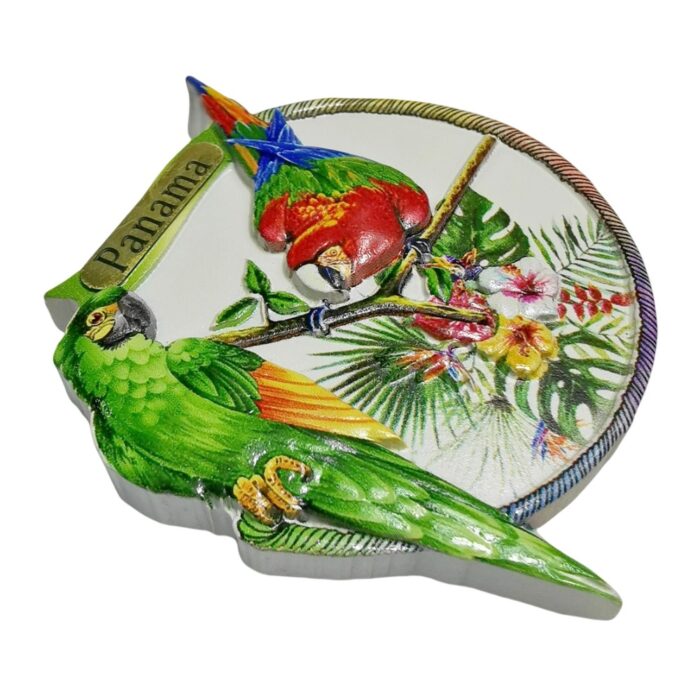 panama parrots fridge magnet rainforest exotic bird gift & nature travel collectible