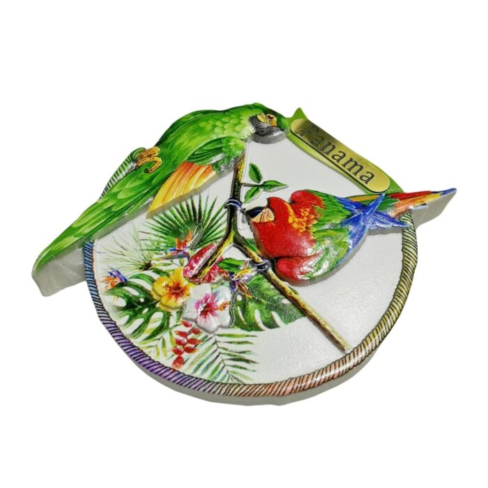 panama parrots fridge magnet rainforest exotic bird gift & nature travel collectible