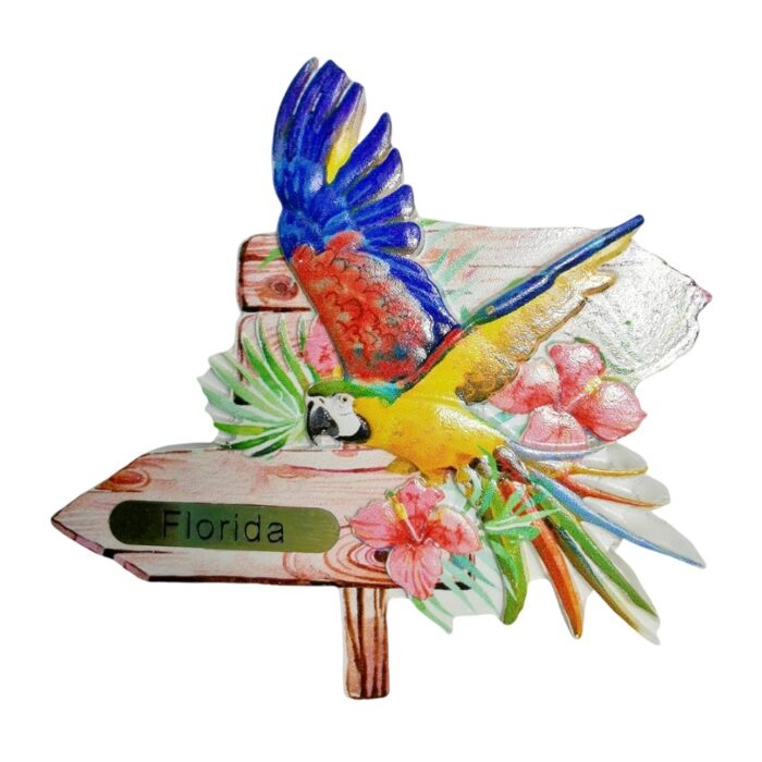 florida parrot fridge magnet tropical bird travel gift for beach house & kitchen