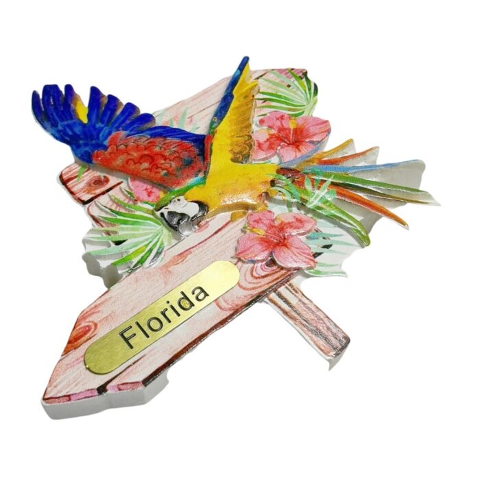 florida parrot fridge magnet tropical bird travel gift for beach house & kitchen