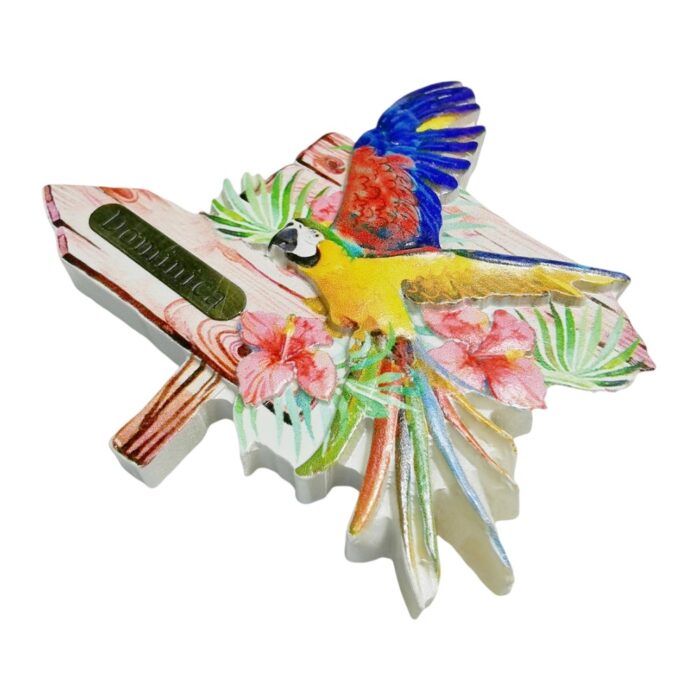 dominica parrot signpost fridge magnet – caribbean travel souvenir gift & colorful whiteboard decor