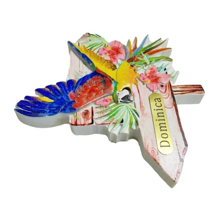 dominica parrot signpost fridge magnet – caribbean travel souvenir gift & colorful whiteboard decor