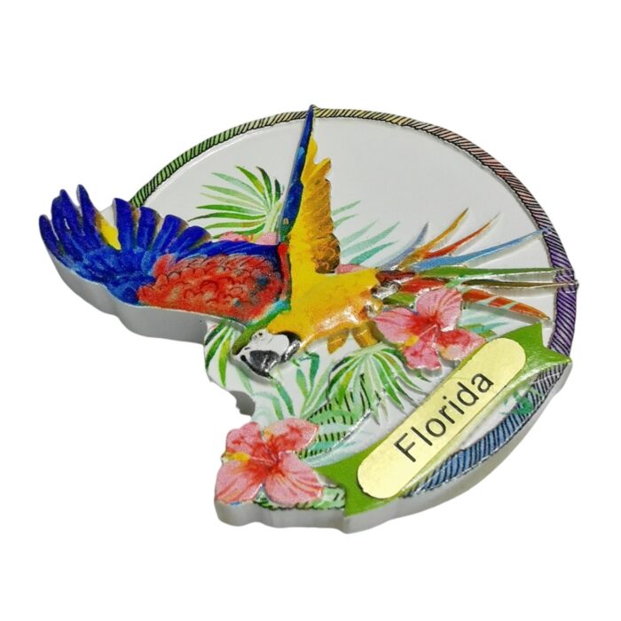 florida macaw flying bird fridge magnet – bright usa souvenir gift & exotic whiteboard decoration