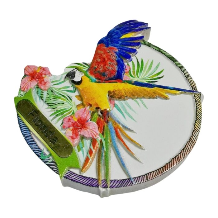 florida macaw flying bird fridge magnet – bright usa souvenir gift & exotic whiteboard decoration