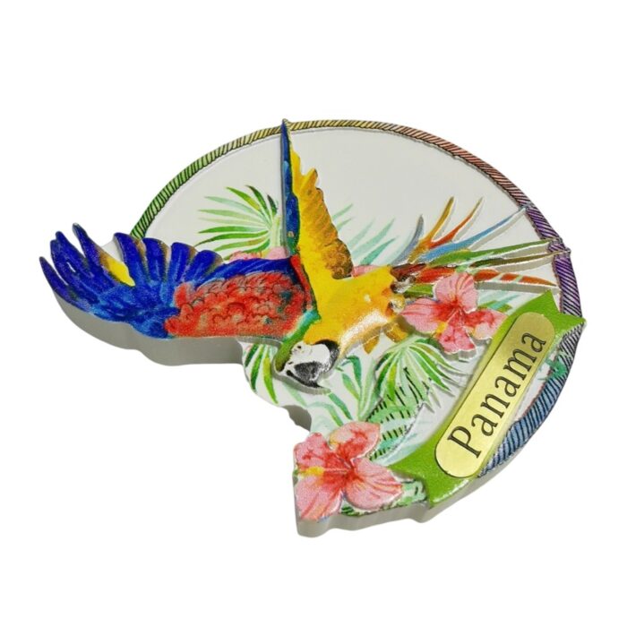 panama colorful parrot fridge magnet – tropical travel souvenir gift & rainforest whiteboard accent