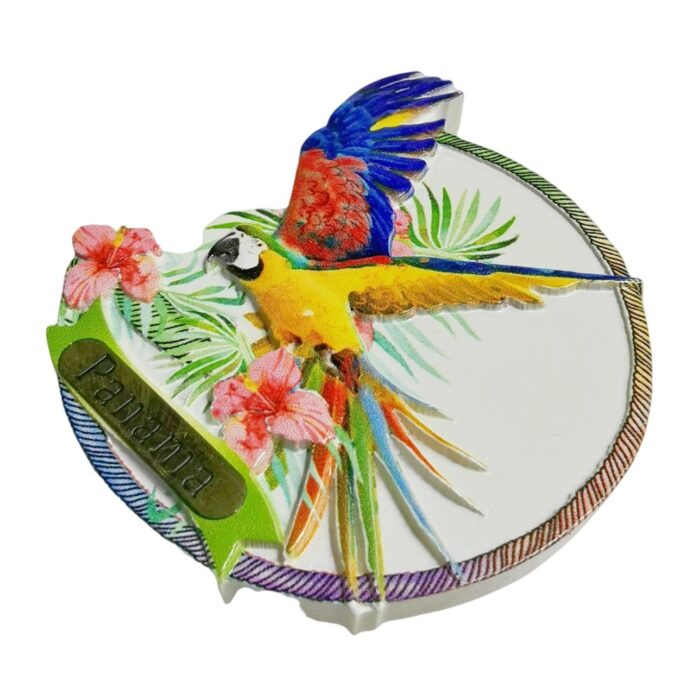 panama colorful parrot fridge magnet – tropical travel souvenir gift & rainforest whiteboard accent