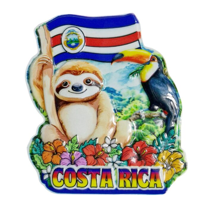 costa rica sloth and toucan fridge magnet – cute wildlife travel souvenir gift & nature whiteboard decoration