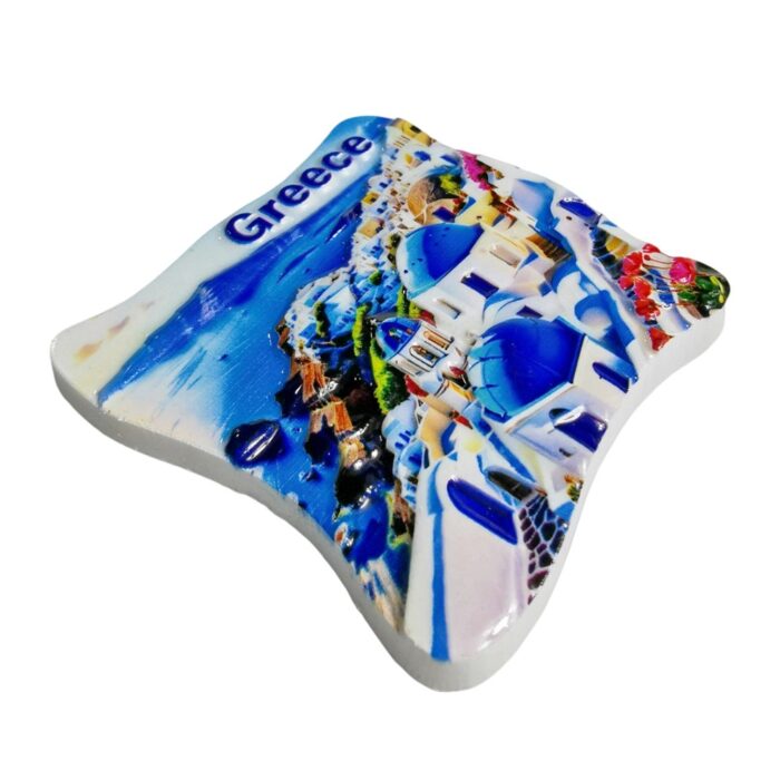 greece santorini view fridge magnets – mediterranean island scene – blue dome souvenir gift & whiteboard art