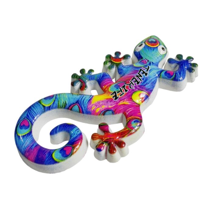 tenerife colorful gecko fridge magnet spain island lizard art decor & souvenir