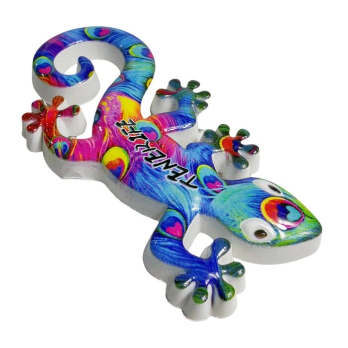 tenerife colorful gecko fridge magnet spain island lizard art decor & souvenir