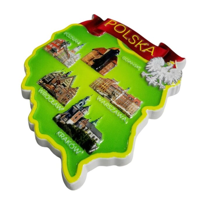 poland map fridge magnets – polska regional city landmarks design – eastern europe travel souvenir & whiteboard style