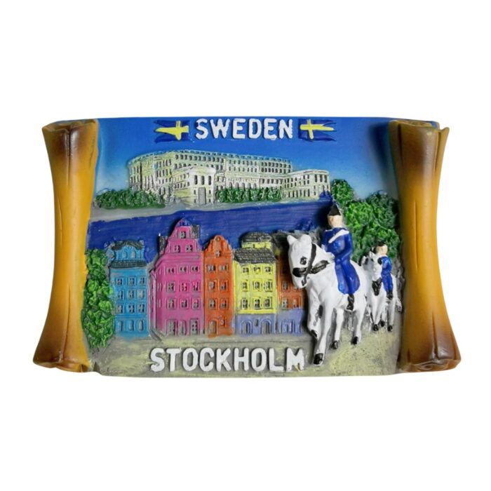 stockholm cityscape sweden fridge magnet royal guard souvenir for travel lovers