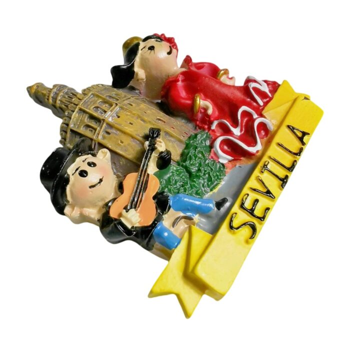 seville spain fridge magnet – flamenco couple & tower travel gift for cultural home display