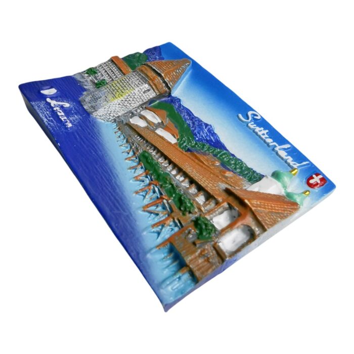 lucerne switzerland fridge magnet – alpine bridge view travel memento & nature inspired decor