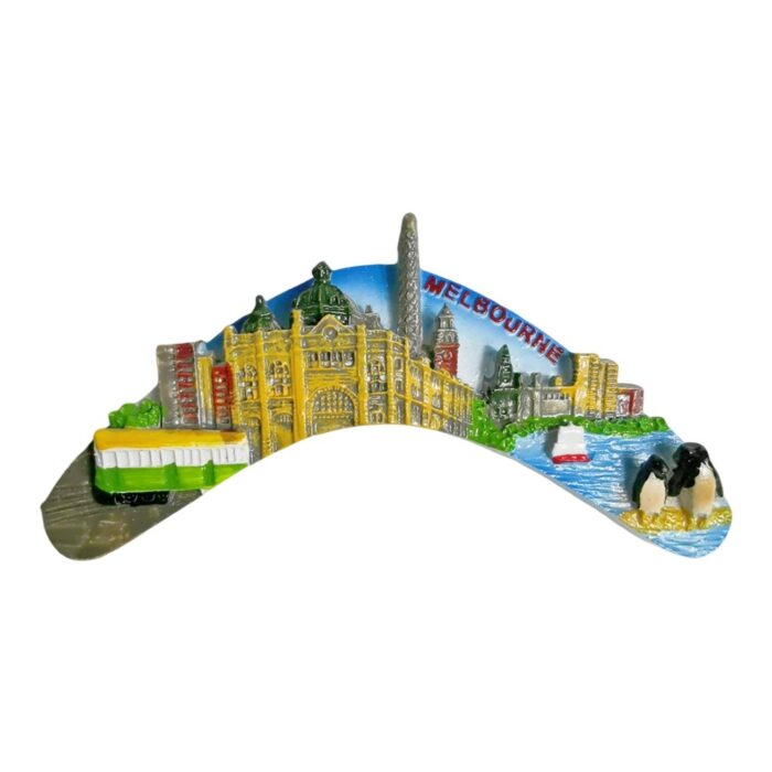 melbourne australia fridge magnet – city skyline with penguins travel souvenir & fun fridge decor