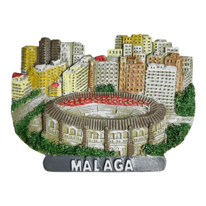 malaga spain fridge magnet – bullring arena cityscape travel keepsake & mediterranean decor