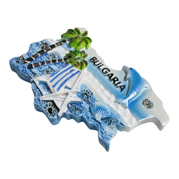 bulgaria fridge magnet – beach palm island shape travel souvenir & ocean breeze kitchen decor