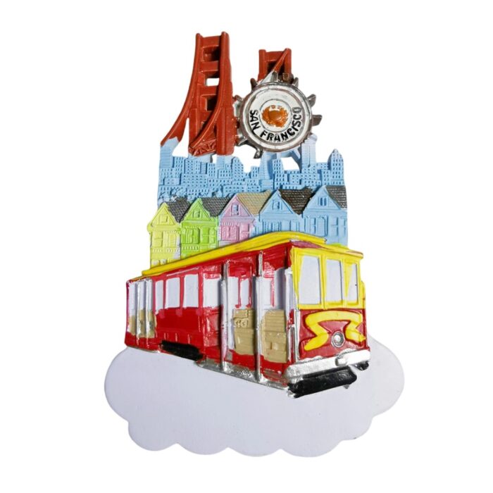 san francisco usa fridge magnet – cable car, painted ladies & bridge design souvenir for city lovers
