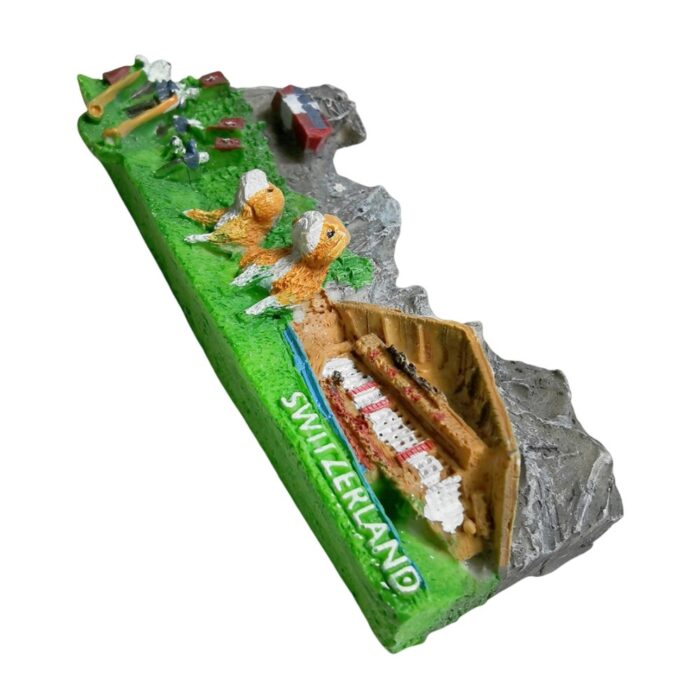 switzerland fridge magnet – mountain chalet & st. bernard dog travel keepsake & rustic decor