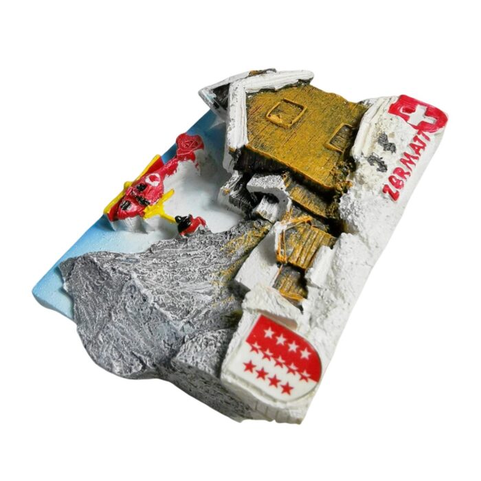 zermatt switzerland fridge magnet – snowy mountain village travel gift & alpine cabin decor