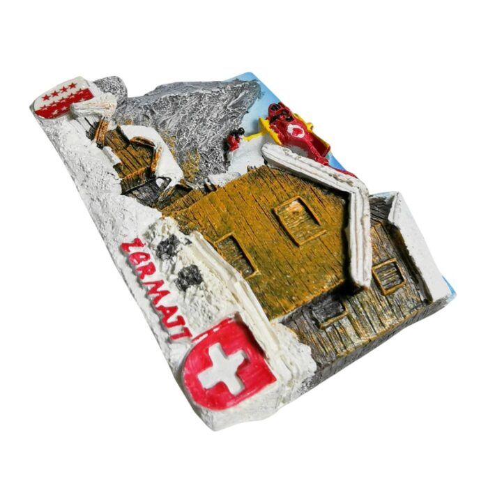 zermatt switzerland fridge magnet – snowy mountain village travel gift & alpine cabin decor