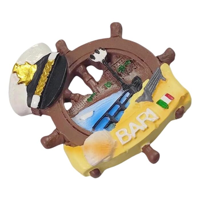 bari italy captain wheel fridge magnet nautical theme travel souvenir & whiteboard decor