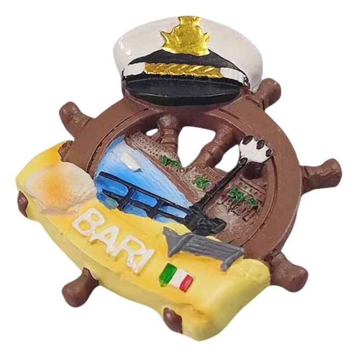 bari italy captain wheel fridge magnet nautical theme travel souvenir & whiteboard decor
