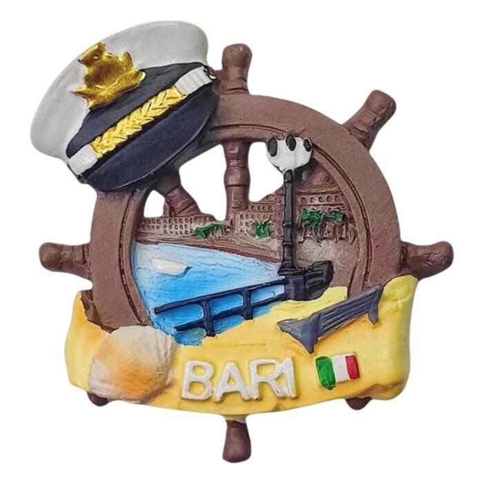 bari italy captain wheel fridge magnet nautical theme travel souvenir & whiteboard decor