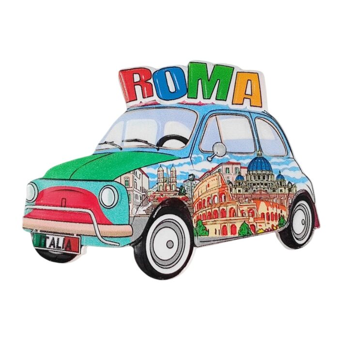 rome italy fridge magnets colorful vintage fiat car travel souvenir gift & whiteboard fun decor