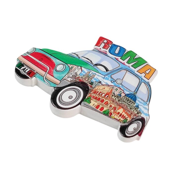 rome italy fridge magnets colorful vintage fiat car travel souvenir gift & whiteboard fun decor