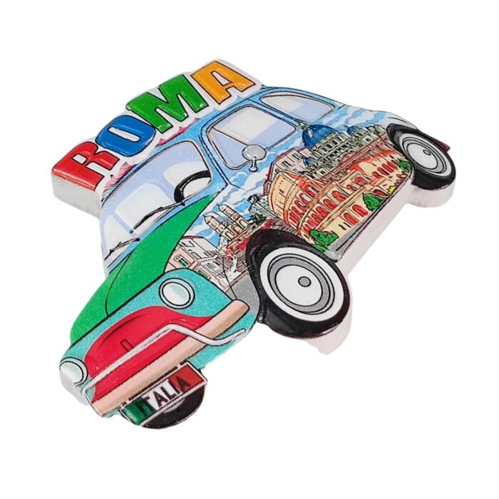 rome italy fridge magnets colorful vintage fiat car travel souvenir gift & whiteboard fun decor