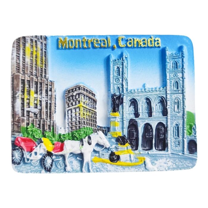 montreal canada fridge magnets historic landmark horse carriage scene travel souvenir gift & kitchen magnet display
